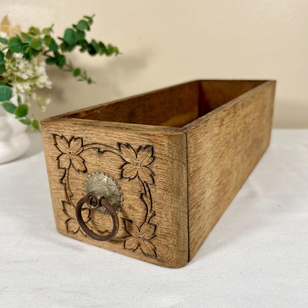 Old Antique Wooden Sewing Machine Drawer | Trinket Box | Recipe Box